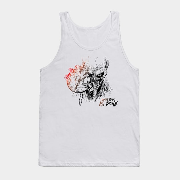 Scratch Devil Skull With Clock Fantasy Artsy Style Tank Top by sorashop